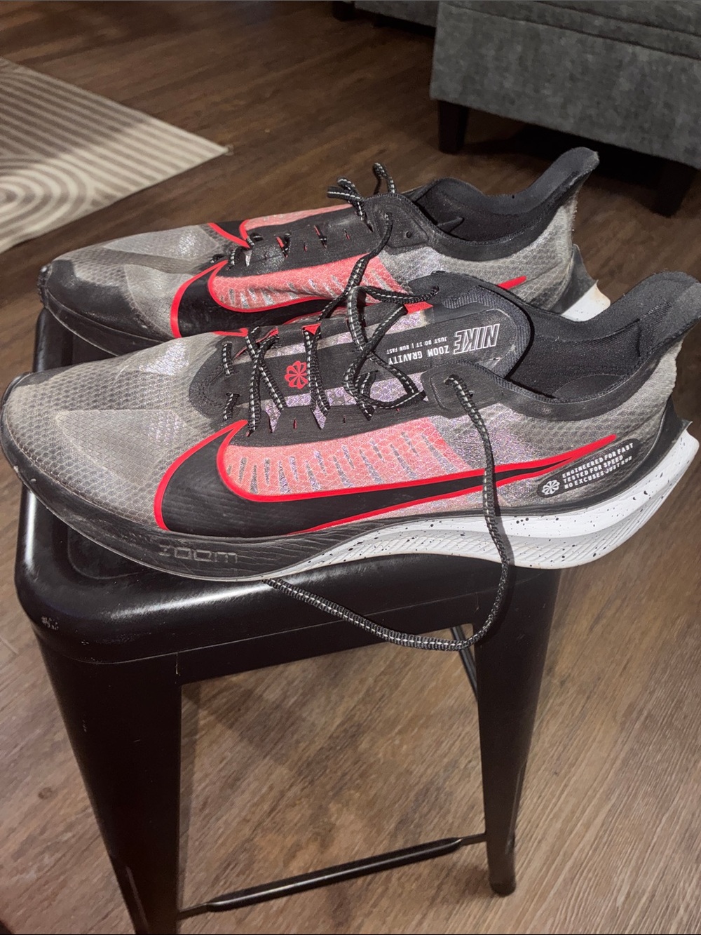 Nike Zoom Gravity Gray and Red Zoom Running Sneakers